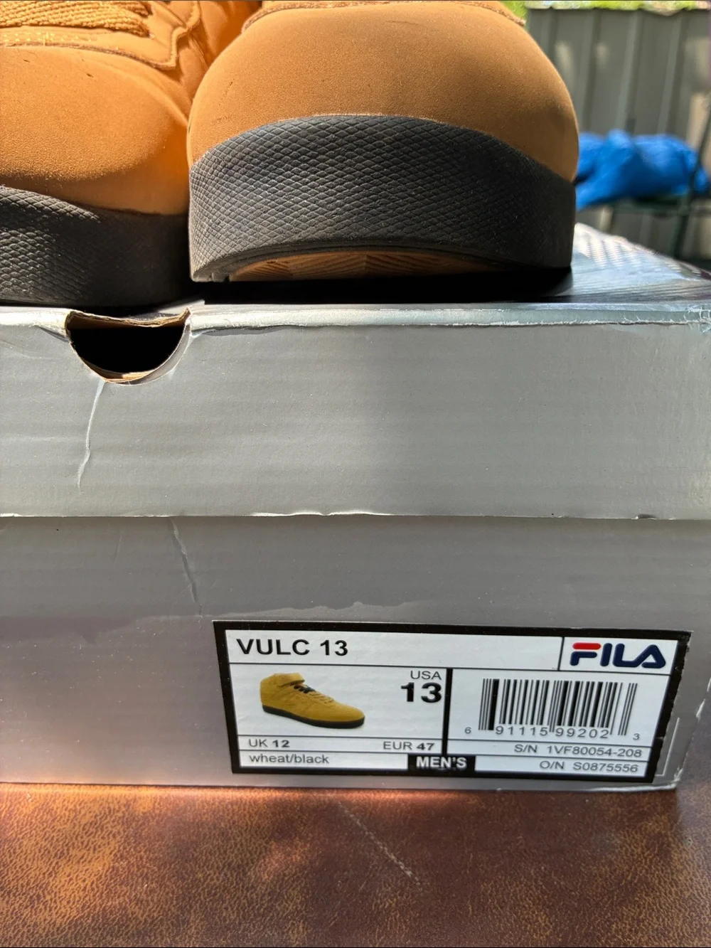 FILA Men’s High-Top Sneakers in Wheat Brown with Black Accents